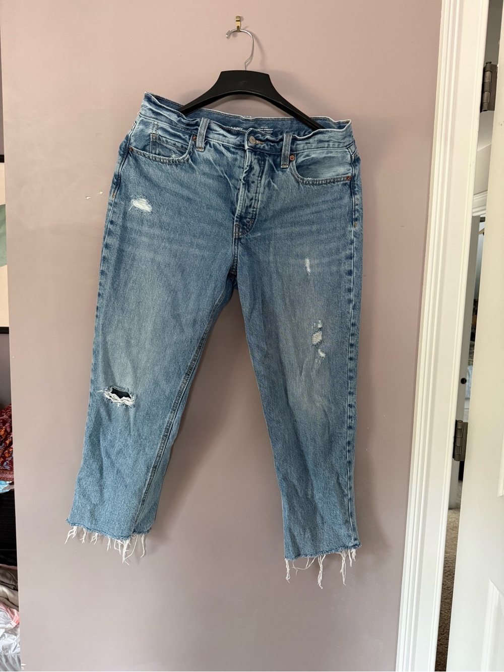 Old Navy Light Blue Ripped Cropped Jeans